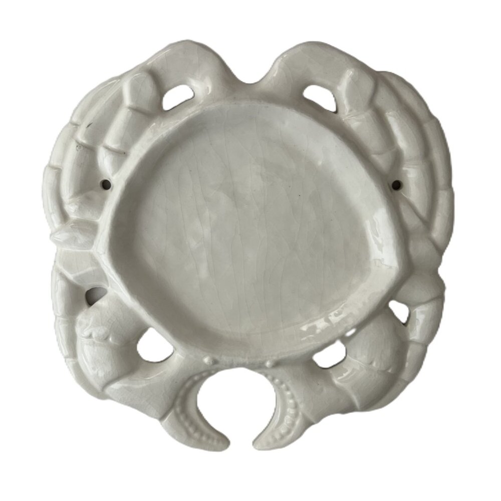 Vintage White Ceramic Crab Platter / Style Eyes by Baum Bros